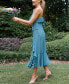 Women's Blue Asymmetrical Ruffle Maxi Beach Dress