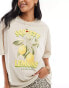 Фото #3 товара ONLY lemon graphic boyfriend fit t-shirt in grey