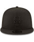 Фото #4 товара Men's Black New York Mets Black on Black 9FIFTY Team Snapback Adjustable Hat