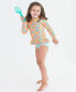 ფოტო #2 პროდუქტის Baby Girls Baby Long Sleeve Ruffle Hem Rash Guard 2-Piece