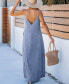 Фото #2 товара Women's Denim V-Neck Sleeveless Maxi Beach Dress