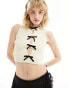 Daisy Street knit crop vest with ribbon tie front