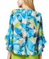 ფოტო #4 პროდუქტის Petites Printed Crewneck Ruffle-Sleeve Blouse