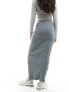 ASOS DESIGN ribbed split side midi skirt in grey