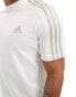 adidas Training three stripe t-shirt in off white