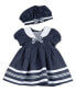 Baby Girls Sailor Dress with Matching Hat and Diaper Cover, 2 Piece Set