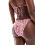 Фото #3 товара Mango floral print double side tie bikini bottom in pink