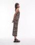 Фото #4 товара Topshop spaghetti strap crinkle abstract leopard print plisse midi dress in multi