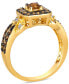 Фото #3 товара Chocolate Diamond & Nude Diamond Halo Double Row Ring (3/4 ct. t.w.) in 14k Gold