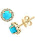 ფოტო #1 პროდუქტის EFFY® Turquoise & Diamond (1/8 ct. t.w.) Halo Stud Earrings in 14k Gold
