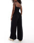 ASOS DESIGN shirred bandeau beach jumpsuit in black