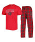 ფოტო #1 პროდუქტის Men's Red, Black Toronto Raptors Badge T-shirt and Pajama Pants Sleep Set