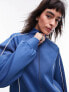 Фото #3 товара Topshop co ord sporty pictot zip thru jacket in mid blue