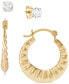 ფოტო #1 პროდუქტის 2-Pc. Set Cubic Zirconia Stud & Crimped Hoop Earrings in 10k Gold