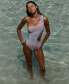 ფოტო #5 პროდუქტის Women's Glitter Ombre Cutout One-Shoulder One-Piece Swimsuit