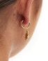 Lost Souls stainless steel 18ct gold plated hoop earrings with pearl sun charm