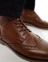 Фото #3 товара ASOS DESIGN lace up brogue boots in tan leather with natural sole