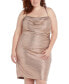 Trendy Plus Size Drape-Neck Short Shimmer Dress