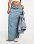 ASOS DESIGN denim parachute midi skirt in bue