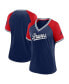 Фото #1 товара Women's Navy Atlanta Braves Glitz Glam League Diva Raglan V-Neck T-Shirt