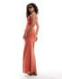 COLLUSION straight neck washed maxi dress in red