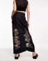 Фото #2 товара Miss Selfridge extreme ripped denim cargo skirt in washed black