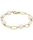 Фото #1 товара Cultured Freshwater Pearl (8-1/2 - 9mm) Link Bracelet in 14k Gold-Plated Sterling Silver