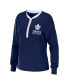 Women's Blue Toronto Maple Leafs Waffle Henley Long Sleeve T-shirt