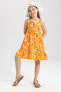 Фото #2 товара Kız Çocuk Çiçekli Kare Yaka Kolsuz Pamuklu Elbise