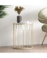 Luxurious Modern Glam Side Table with Marble-Look Top and Stylish Cage Design