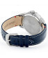 ფოტო #3 პროდუქტის Men's Excalibur Collection Three Hand Date Blue Leather Strap Watch, 45mm