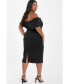 Фото #3 товара Women's Plus Size Bow Detail Bardot Midi Dress