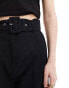 ASOS DESIGN tailored belted trouser with linen in light black