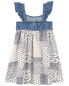 Toddler Cotton Denim Patched Floral Dress 2T