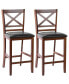 Фото #1 товара Set of 2 Bar Stools 25'' Counter Height Chairs Walnut