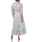 ფოტო #2 პროდუქტის Women's Printed Pintuck 3/4-Sleeve Tiered Maxi Dress