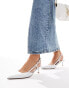 ASOS DESIGN Strike slingback kitten heeled shoes in white