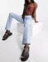 New Look v shaped 90's wash flared jeans in light blue