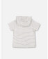 ფოტო #2 პროდუქტის Baby Boy Hooded T-Shirt White And Grey Stripe - Infant