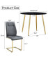 Фото #5 товара Elegant Marble-Style Glass Desk with Gold Accents