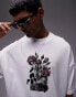 Topman extreme oversized fit t-shirt with floral mono print in white