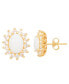 ფოტო #3 პროდუქტის Opal (1-3/8 ct. t.w.) and White Topaz (9/10 ct. t.w.) Stud Earrings in 18k Gold-Plated Sterling Silver