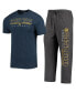 ფოტო #5 პროდუქტის Men's Heathered Charcoal, Navy Cal Bears Meter T-shirt and Pants Sleep Set