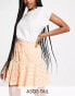 ASOS DESIGN Tall broderie tiered mini skirt with tie detail in apricot Оранжевый, 42 - фото #1