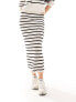 Vila lightweight knit maxi skirt co-ord in cream stripe M - фото #3