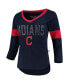 ფოტო #3 პროდუქტის Women's Navy Cleveland Indians Ultimate Fan 3/4-Sleeve Raglan V-Neck T-shirt