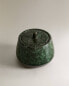 Green stoneware sugar bowl