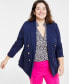 Фото #2 товара Trendy Plus Size Faux Double-Breasted Ponté-Knit Blazer, Created for Macy's