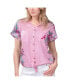 ფოტო #4 პროდუქტის Women's Pink Atlanta Braves Stadium Tie-Front Button-Up Shirt