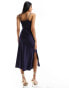 YAS Bridesmaid satin cami maxi dress in deep rich navy - NAVY